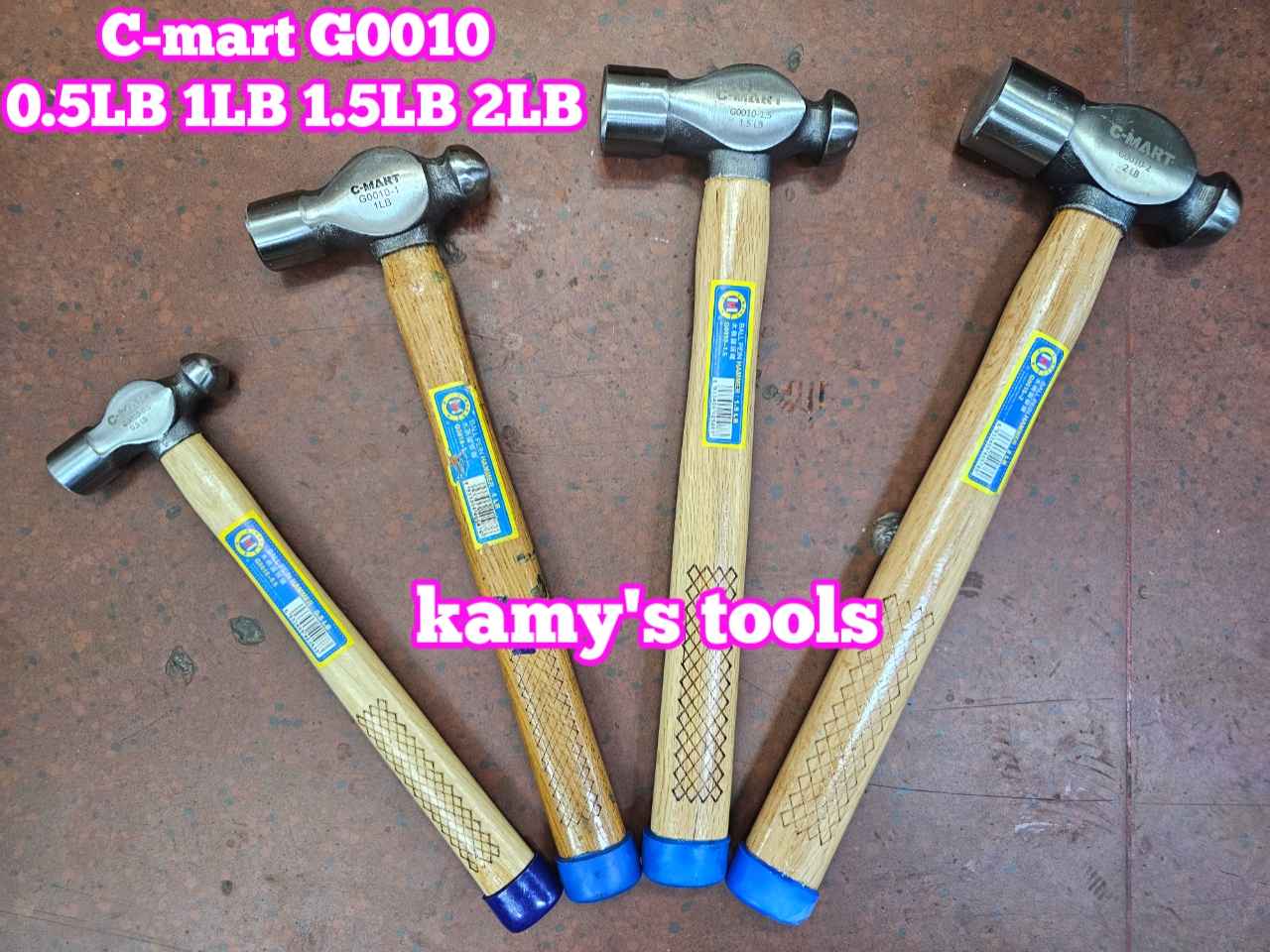 Búa đầu bi tròn thép cán gỗ 250g 500g 750g 1kg C-mart G0010-0.5 G0010-1 G0010-1.5 G0010-2