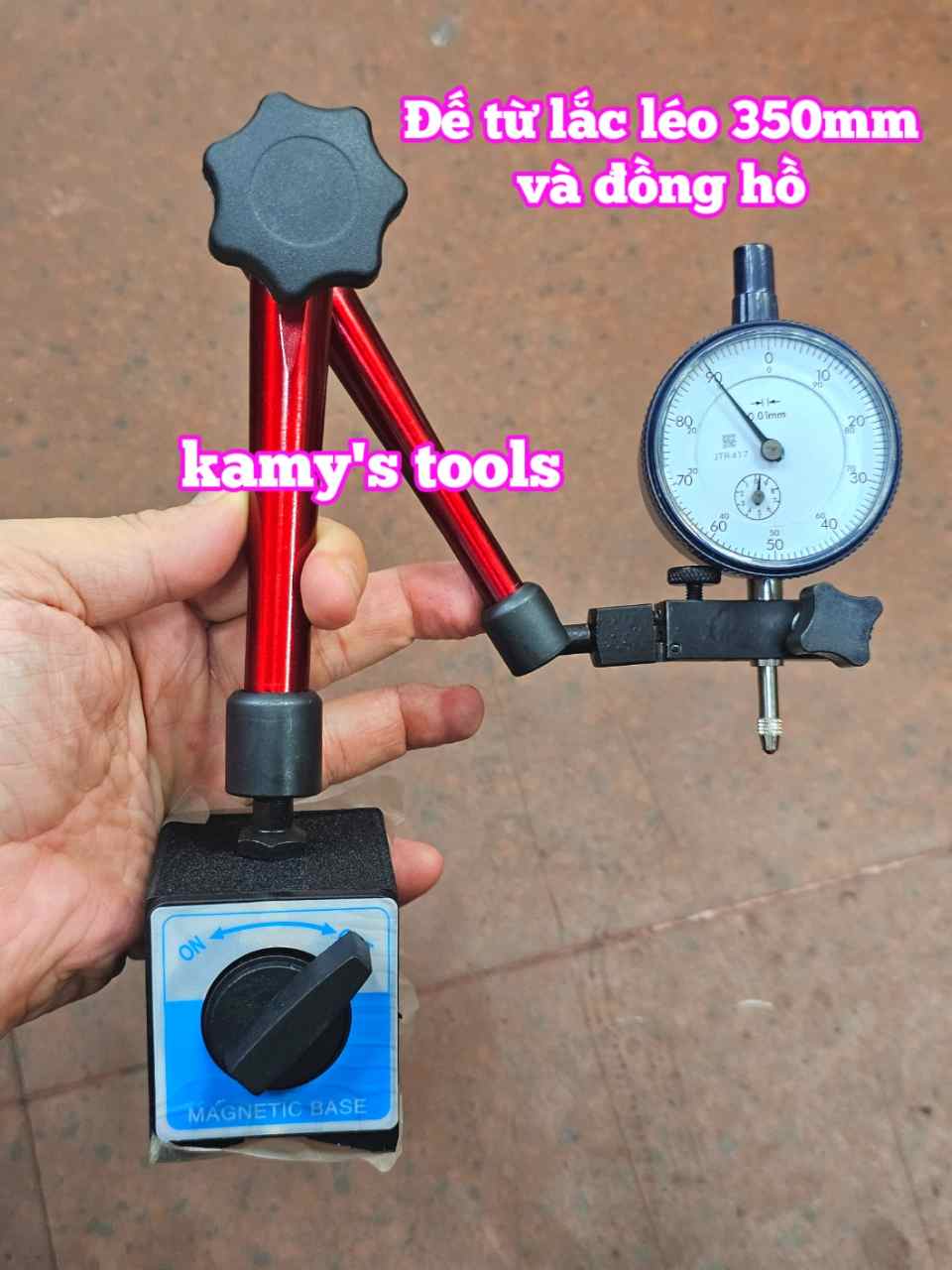 Combo đồng hồ so 0-10mm và để từ xoay lắc léo 350mm WCE-A