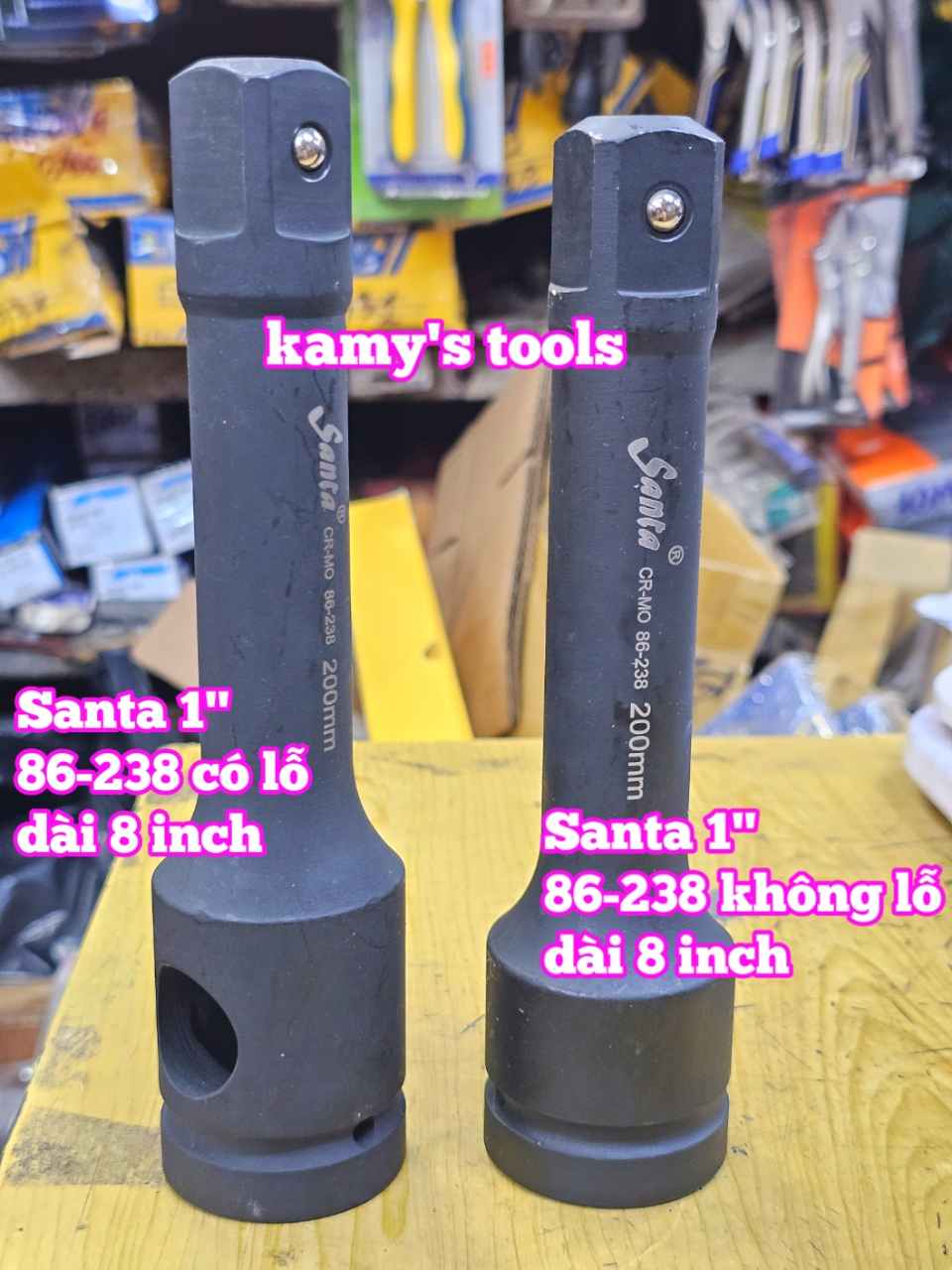 Cần nối khúc nối tuýp 1 inch Santa thép đen 8 inch 205mm cần tuýp nối 86-238 KHÔNG LỖ và CÓ LỖ