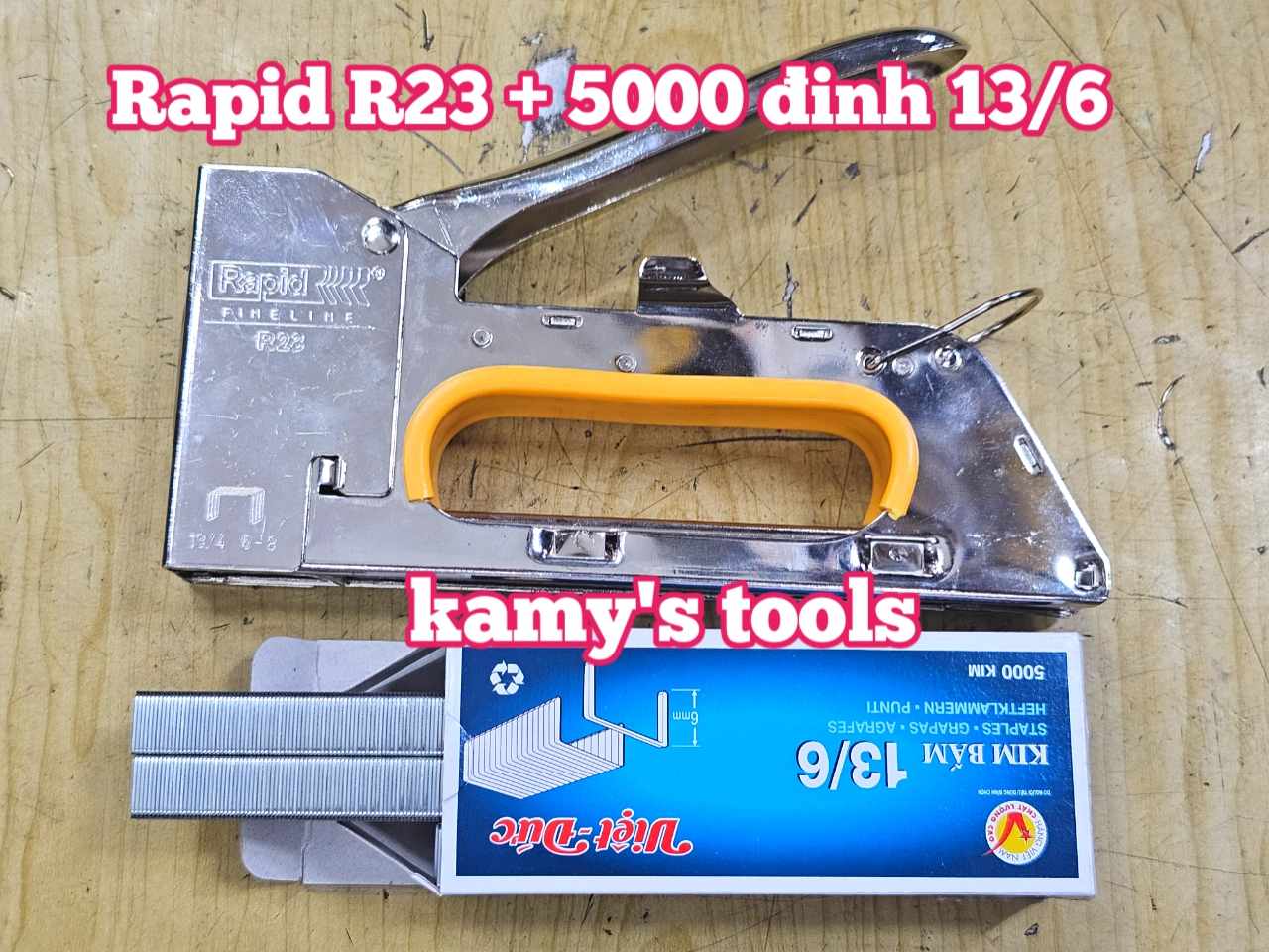 Combo dụng cụ súng bắn đinh ghim Rapid R23 dài 175mm Và 5000 Đinh Ghim 13-6