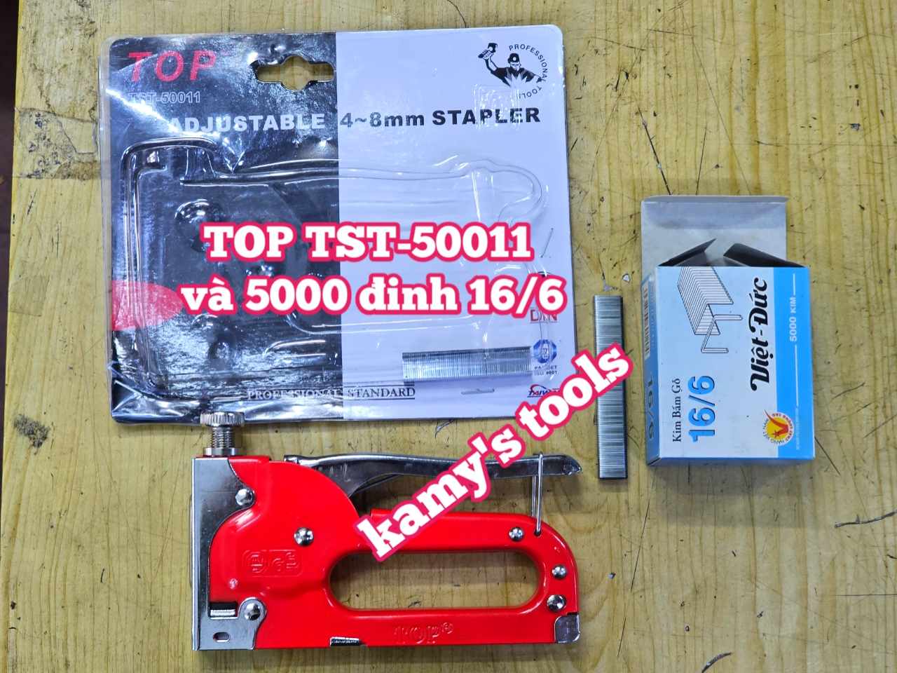 Combo Dụng cụ Kìm Súng Bắn Đinh Ghim Top Tst-50011 Và 5000 Đinh Ghim 16/6