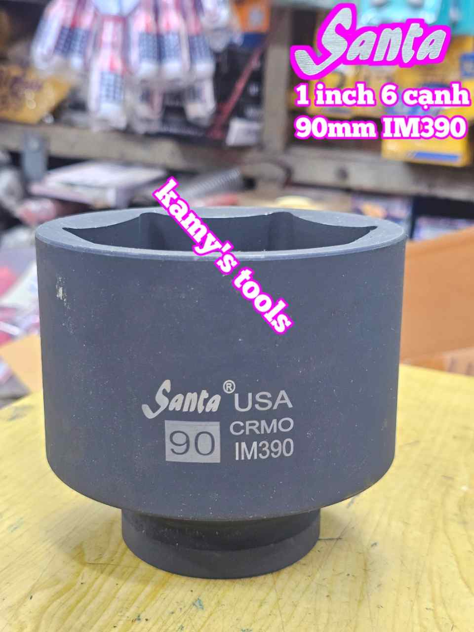 Đầu tuýp khẩu 1 inch Santa 6 cạnh thép Cr-mo 90mm IM390