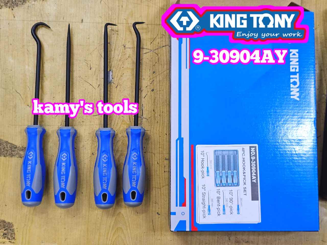 Bộ dụng cụ vít tháo móc phốt ron Kingtony 9-30904AY dài 10 inch 4 chi tiết