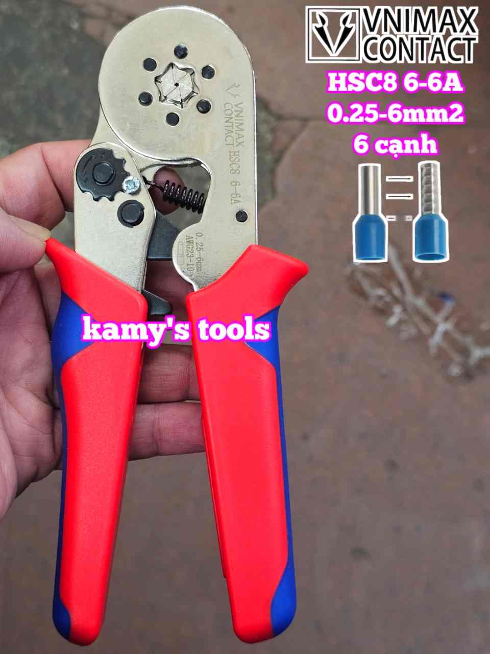 KÌm bấm cos lục giác HSC8 6-6A Vnimax Contact pin tròn rỗng tự điều chỉnh chính hãng