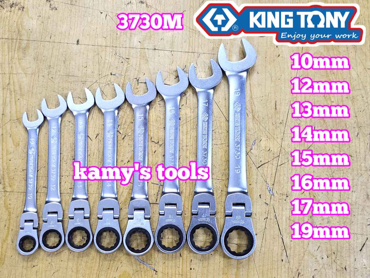 Cờ lê vòng miệng tự động lắc léo Kingtony 10mm 12mm 13mm 14mm 15mm 16mm 17mm 19mm 373010M 373012M 373013M 373014M 373015M 373016M 373017M 373019M