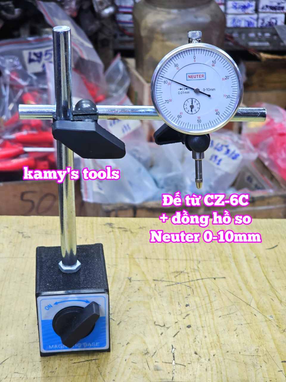 Combo đồng hồ so Neuter 0-10mm và để từ CZ-6C