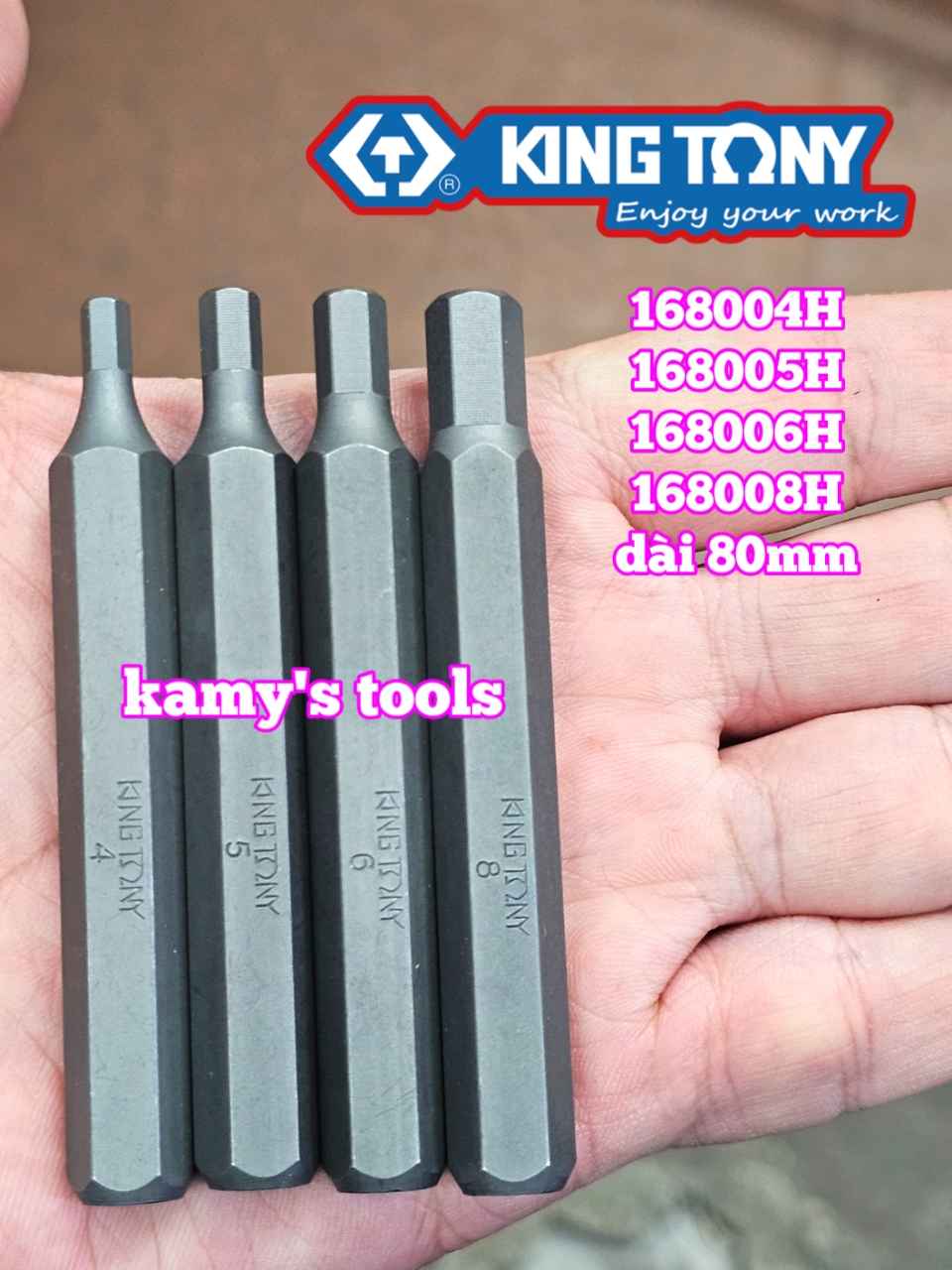 Mũi vít đóng lục giác H4 H5 H6 H8 dài 80mm Kingtony Model 168004H 168005H 168006H 168008H