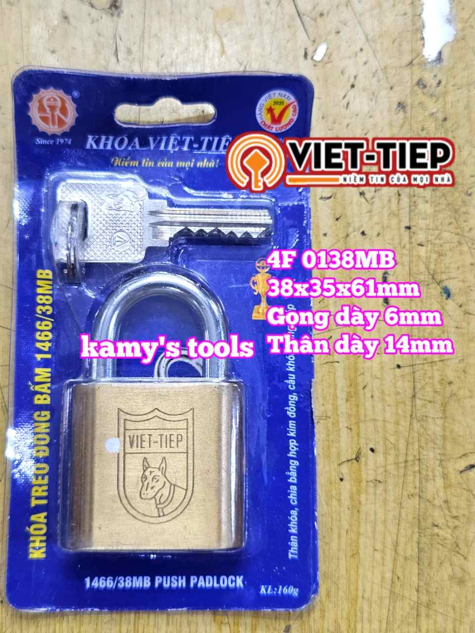 Ổ khoá Việt Tiệp thau BẤM 4F 5F 6F 0138MB 0152MB 01601