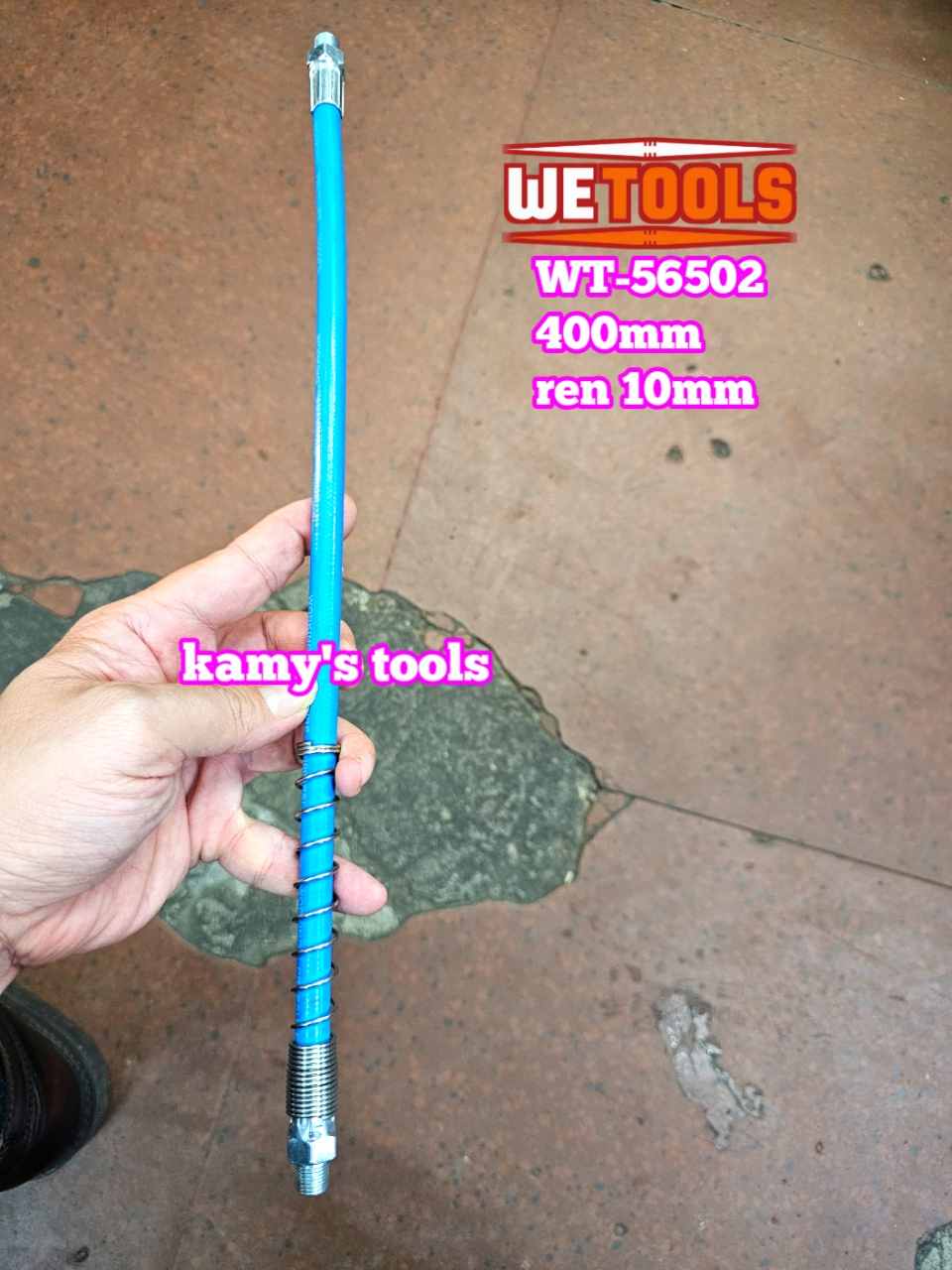 Dây bơm mỡ bò có lò xo chịu áp lực cao dài 400mm 10000psi Wetools WT-56502