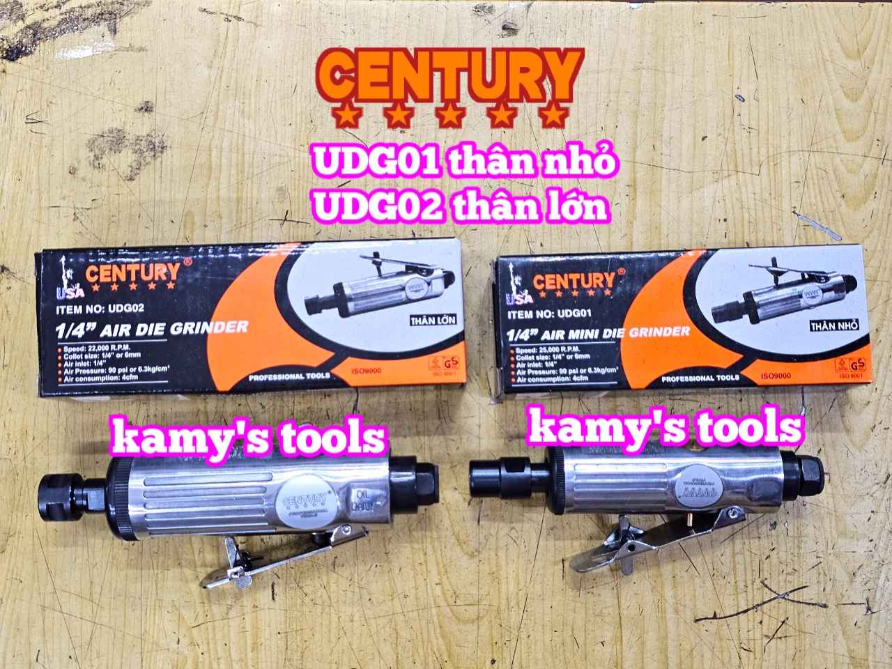 Máy mài hơi bằng khí nén cốt 6mm Century UDG01 UDG02