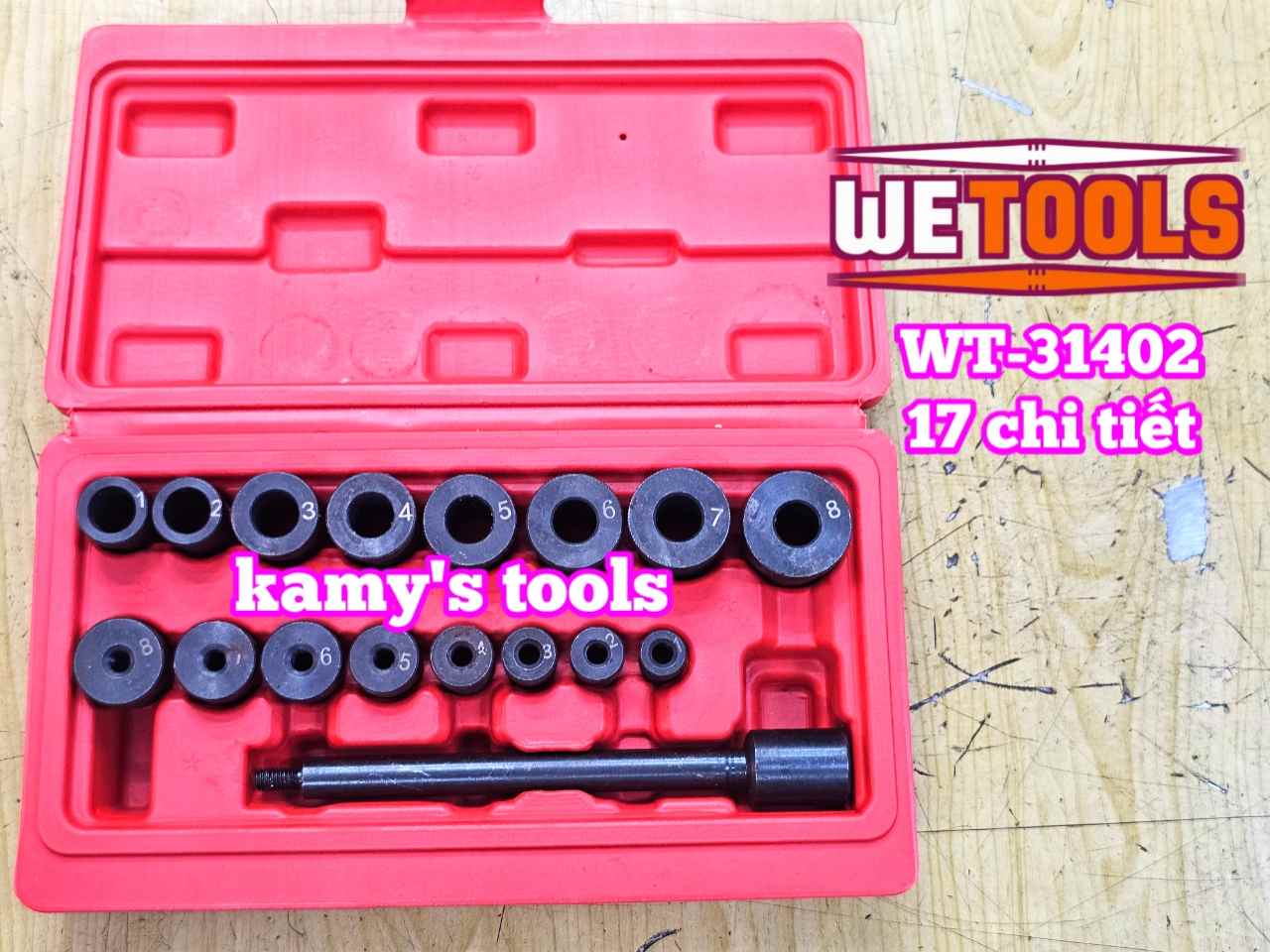 Bộ dụng cụ chỉnh tâm côn tháo lắp căn chỉnh bố ly hợp 17 chi tiết Wetools WT-31402