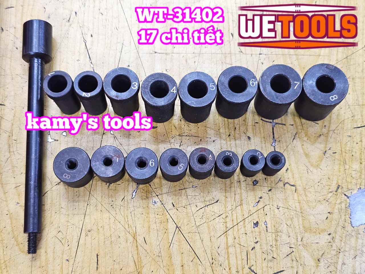Bộ dụng cụ chỉnh tâm côn tháo lắp căn chỉnh bố ly hợp 17 chi tiết Wetools WT-31402