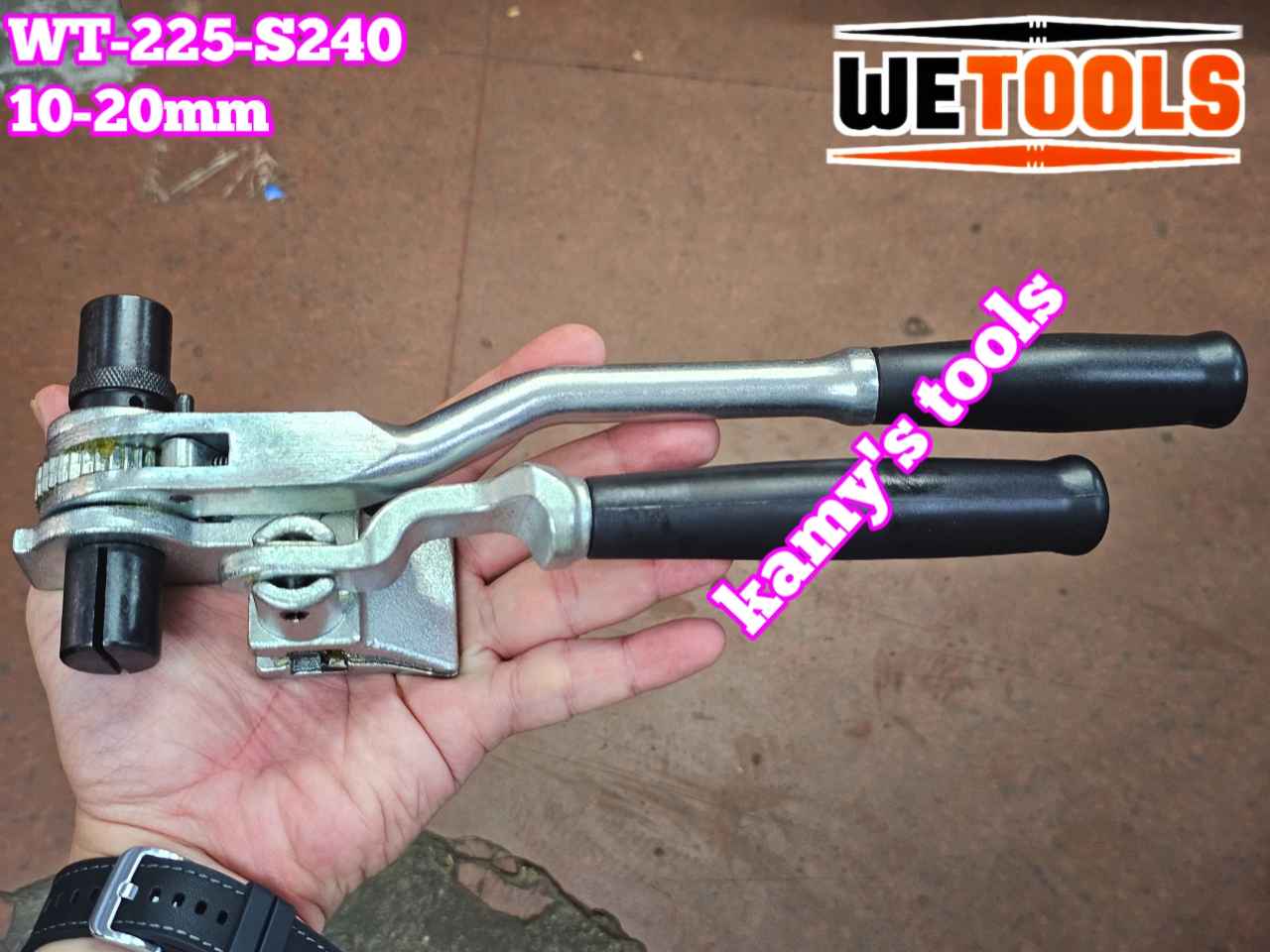 Kìm siết đai inox 10-20mm Wetools WT-225-S240 dụng cụ rút siết cảo căng dây đai inox