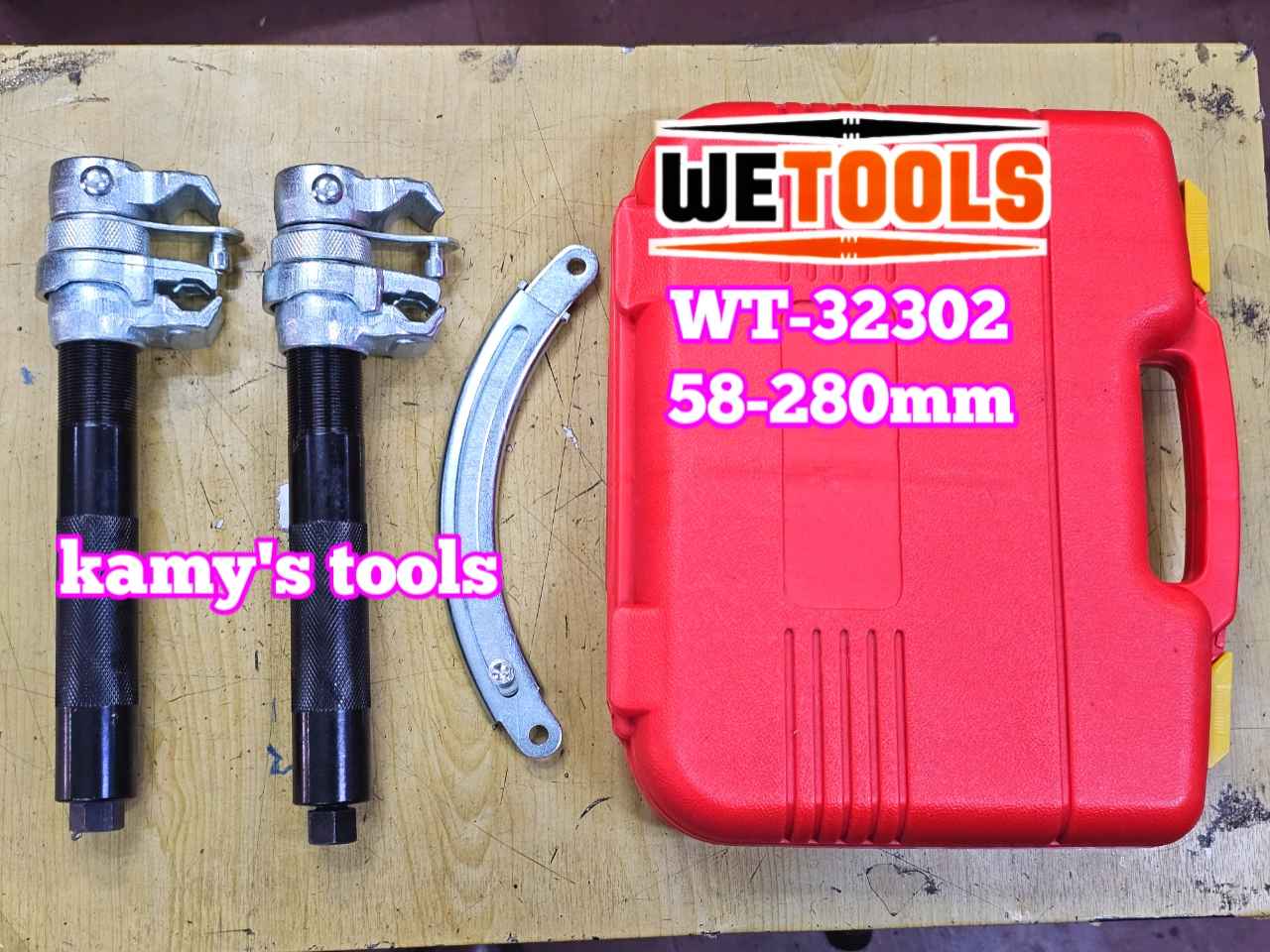 Bộ cảo vam lò xo phuộc giảm xóc ô tô có vòng bảo vệ 3 chi tiết ngàm 58-280mm Wetools WT-32302