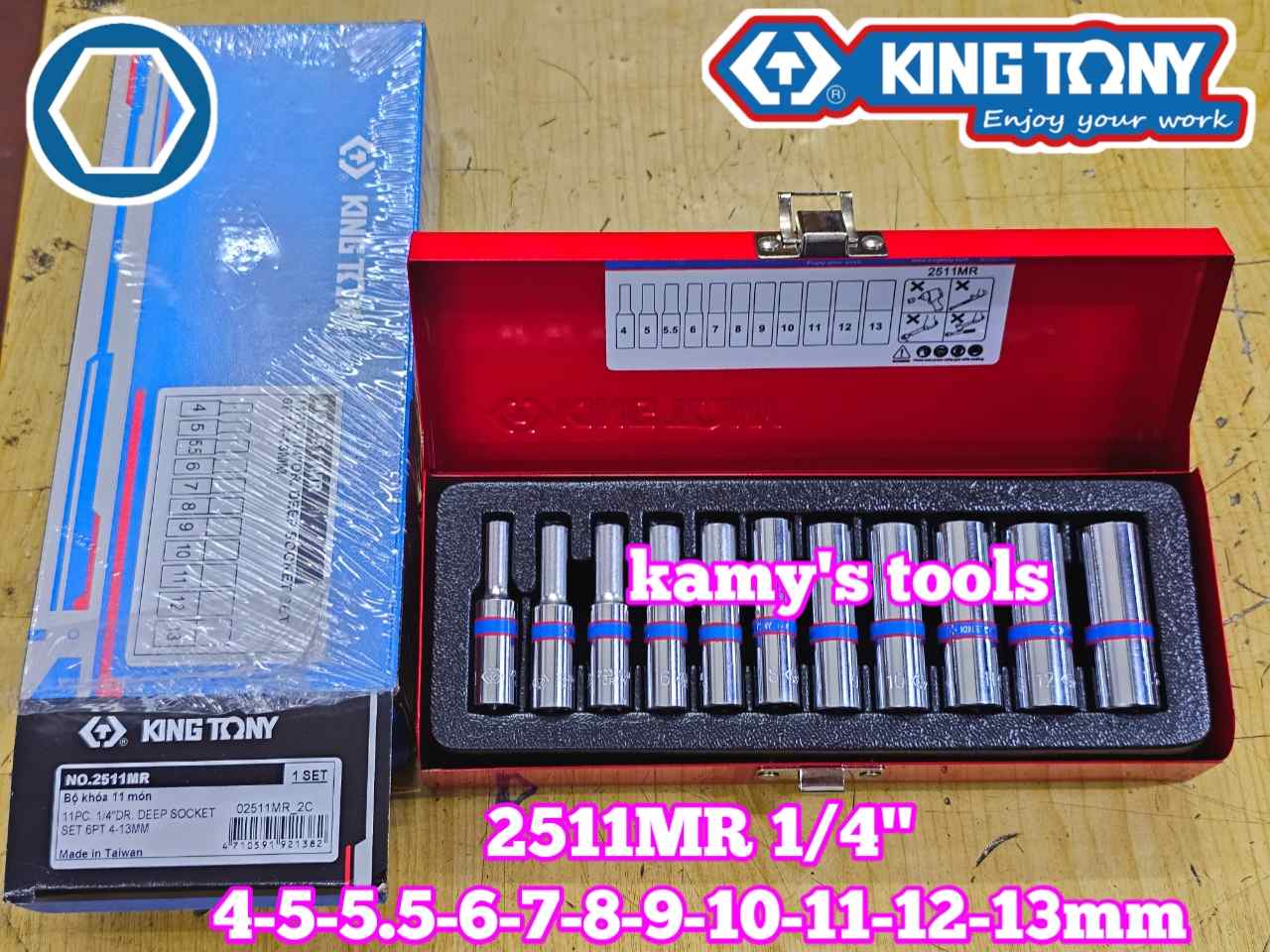 Bộ tuýp dài 1/4 inch Kingtony 11 chi tiết model 2511MR 4mm-13mm
