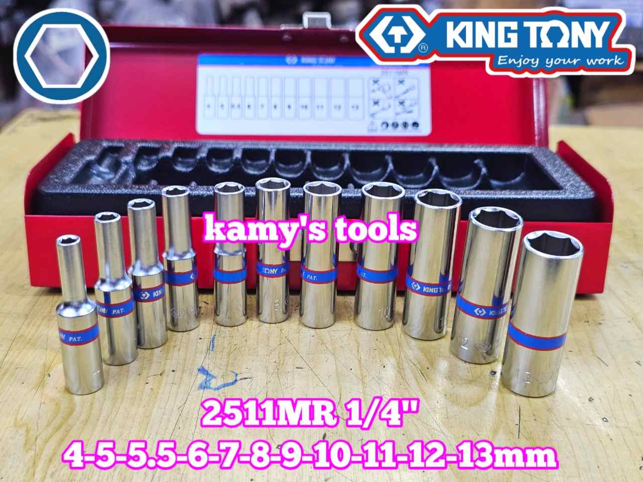 Bộ tuýp dài 1/4 inch Kingtony 11 chi tiết model 2511MR 4mm-13mm