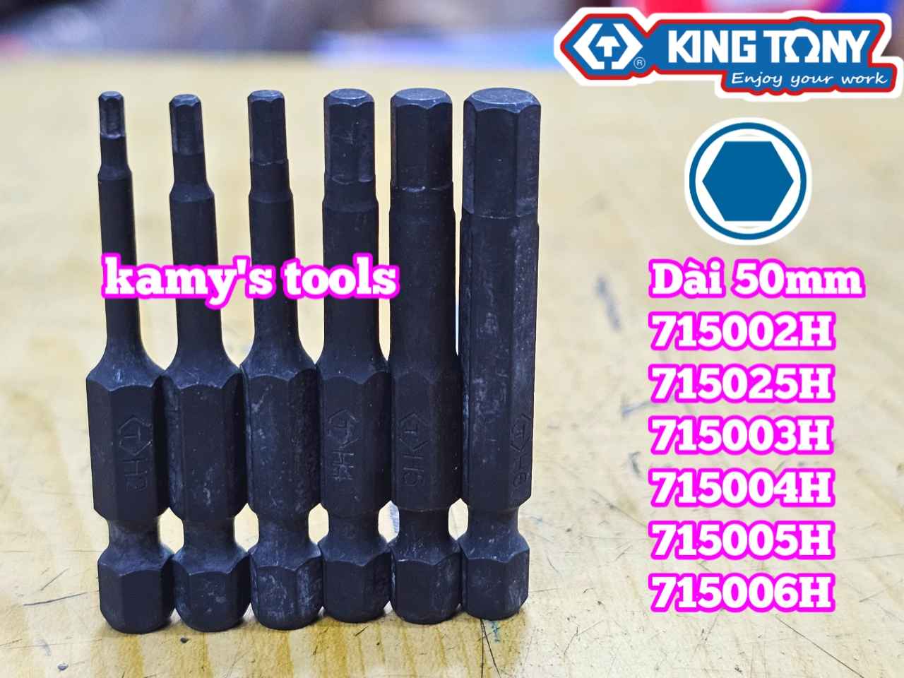 Mũi vít lục giác đuôi 1/4 dài 50mm Kingtony 2mm 2.5mm 3mm 4mm 5mm 6mm 715002H 715025H 715003H 715004H 715005H 715006H