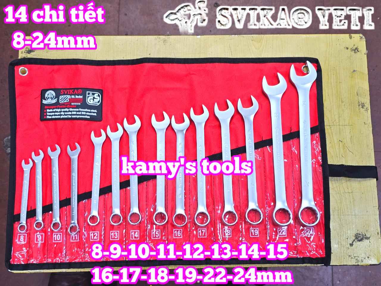 Bộ cờ lê vòng miệng Yeti đầu búa 14 chi tiết 8-24mm YETI-32201A