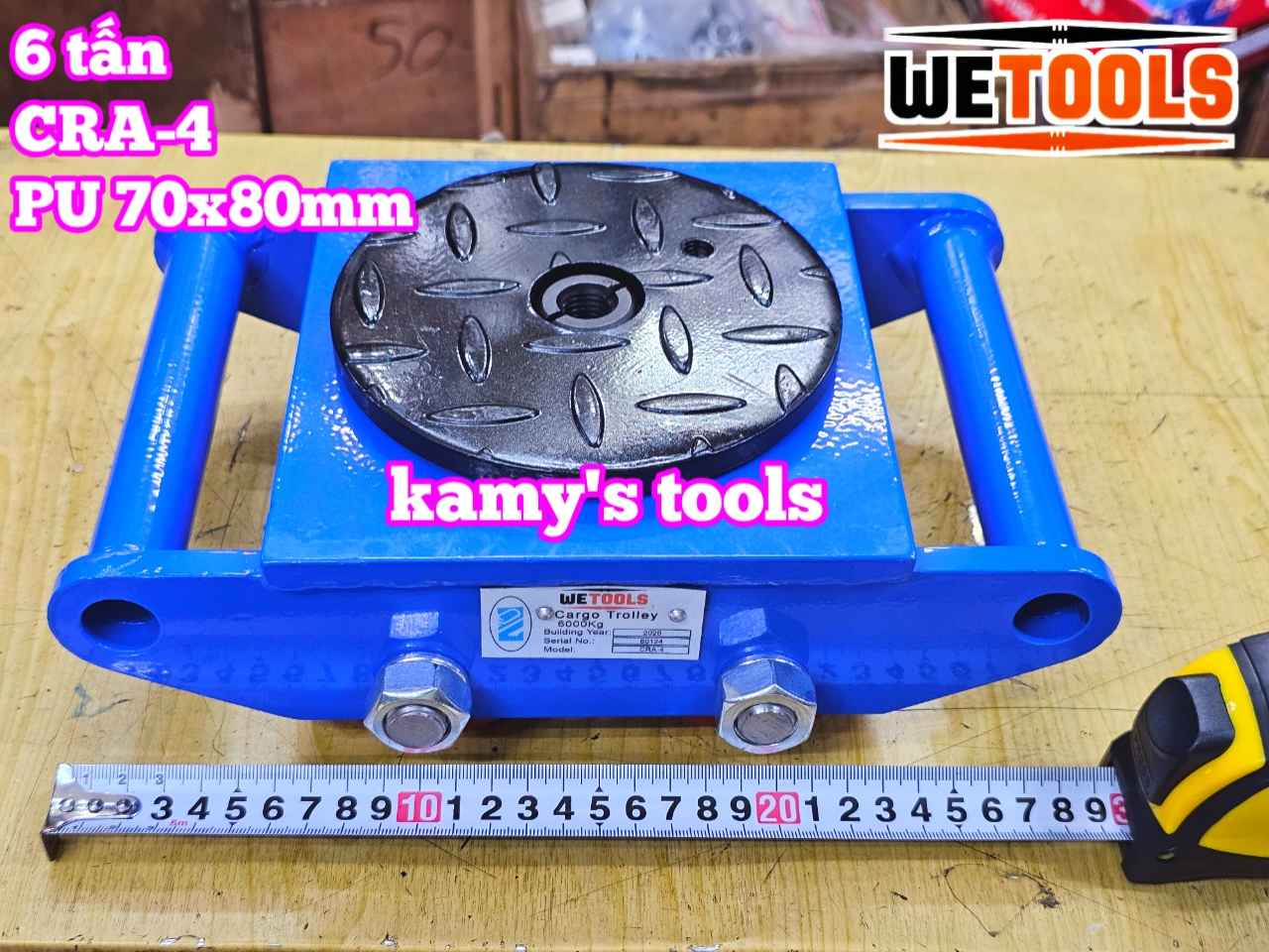Con rùa di chuyển 6 tấn model CRA-4 Wetools, xe rùa đẩy hàng tải trọng cao giúp di chuyển hàng hoá nặng trong nhà xưởng nhà máy