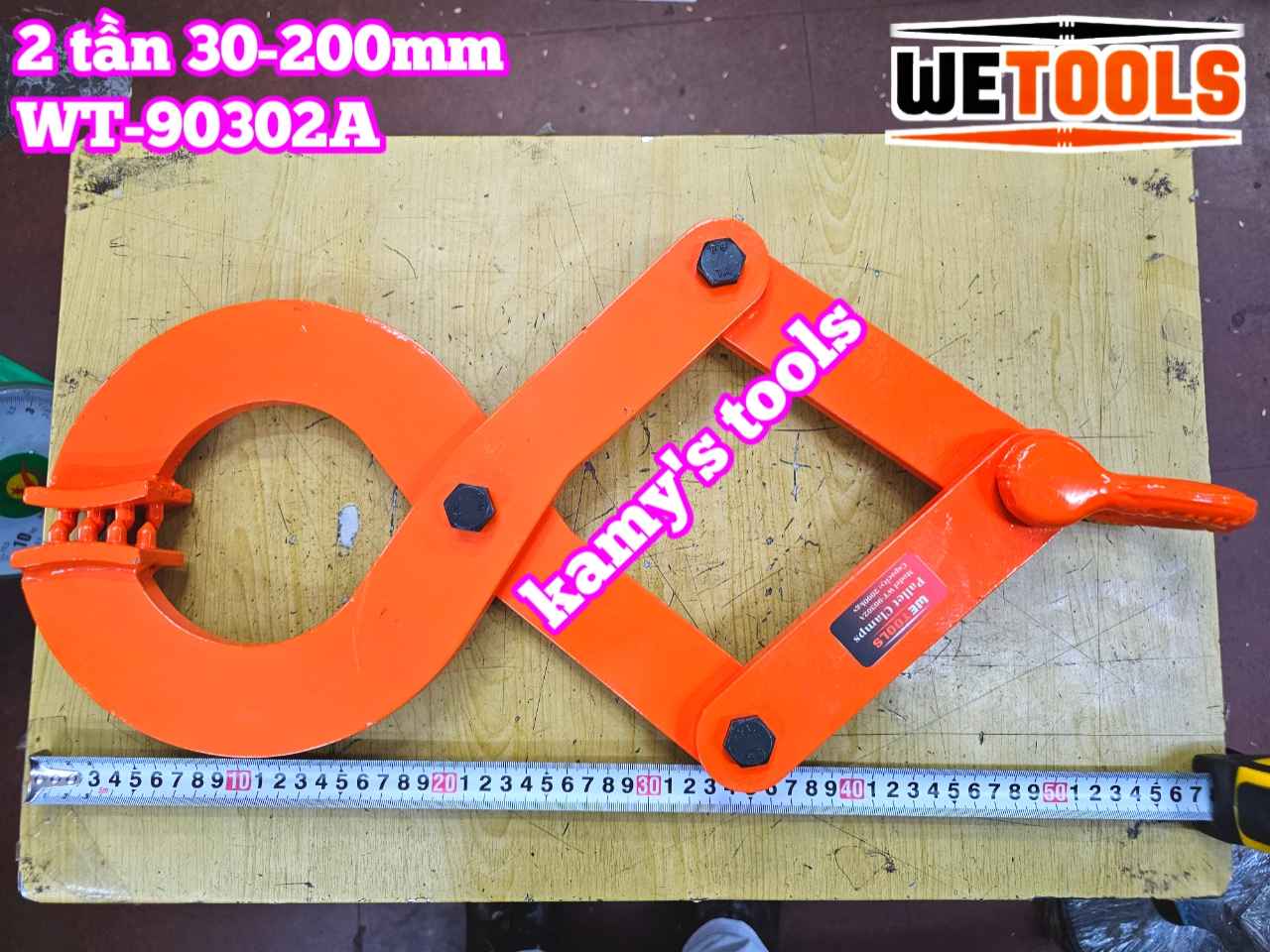 Kẹp kéo pallet 2 tấn mở ngàm 30-200mm Wetools WT-90302A