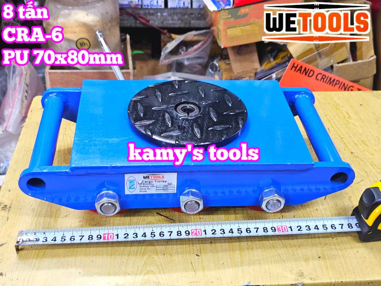 Con rùa đẩy hàng 8 tấn Wetools model CRA-6 6 bánh xe PU