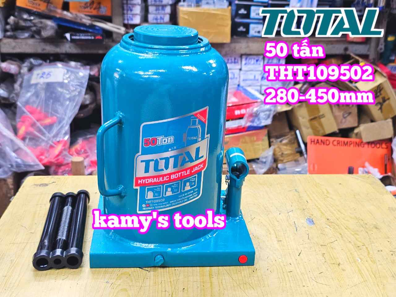 Kích con đội thủy lực 50 tấn Total THT109502 cao 280-450mm