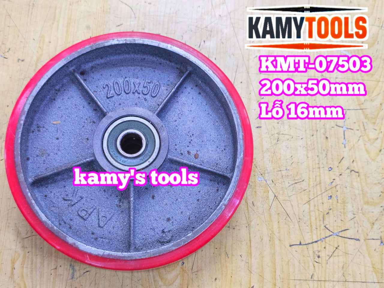 Bánh xe PU mâm gang 200mm 200x50mm Kamytools KMT-07503