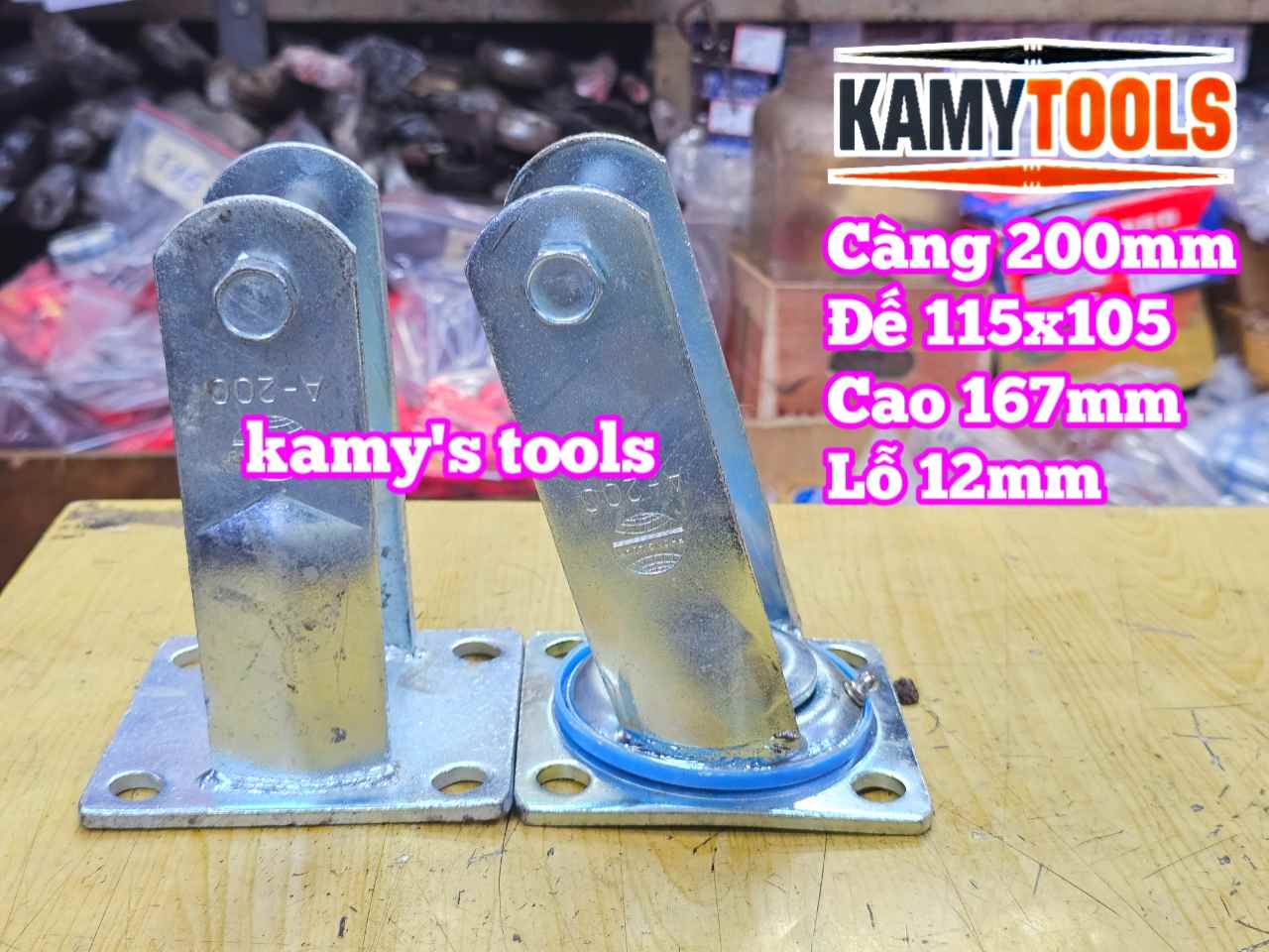 Đế càng bánh xe cố định và xoay loại dày 6mm cho bánh xe 200mm Kamytools KMT-33200A KMT-32200A