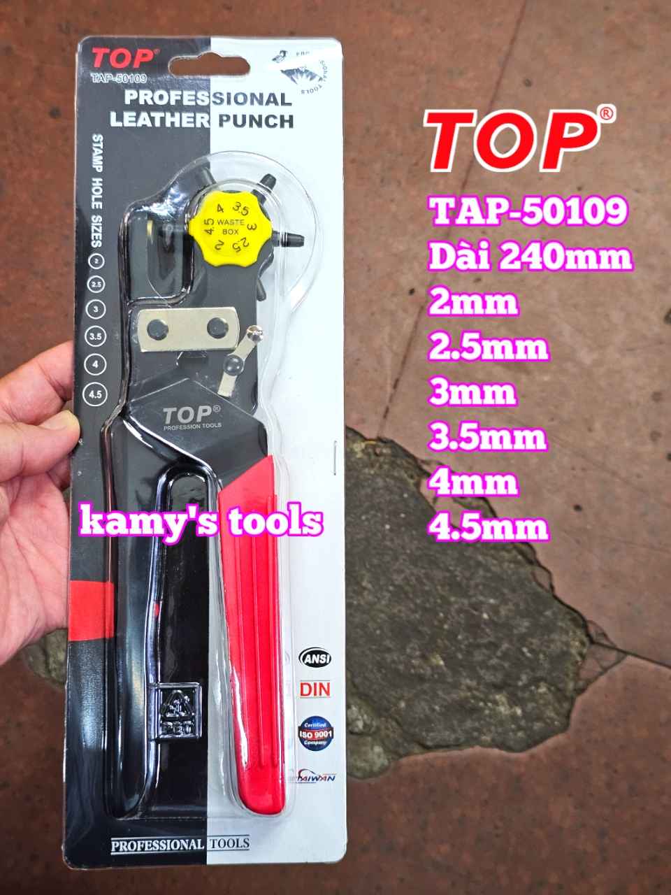 Kìm bấm lỗ dây nịt TOP TAP-50109 (kìm bấm lỗ thắt lưng, kềm bấm lỗ dây nịt)
