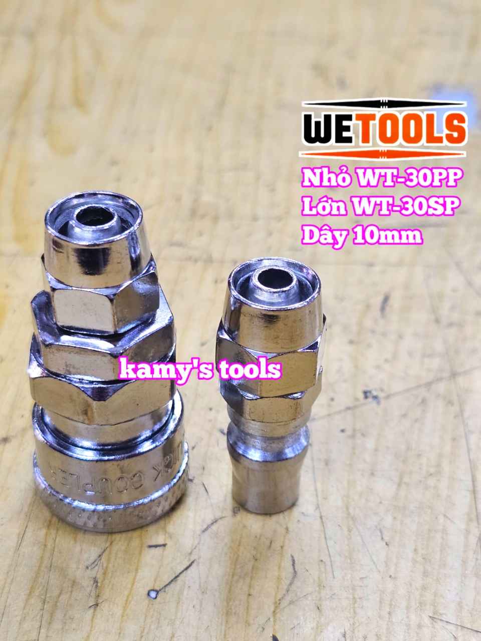 Bộ nối nhanh hơi khí nén dùng cho dây hơi 10mm 30SP 30PP Wetools WT-30SP WT-30PP