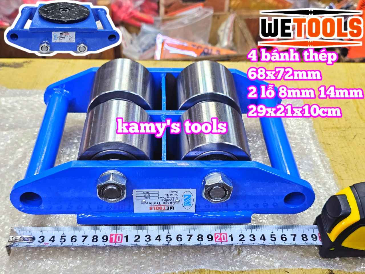 Con rùa chuyển hàng bánh sắt CRA-4 6 tấn Wetools 4 bánh xe di chuyển nâng hạ máy móc