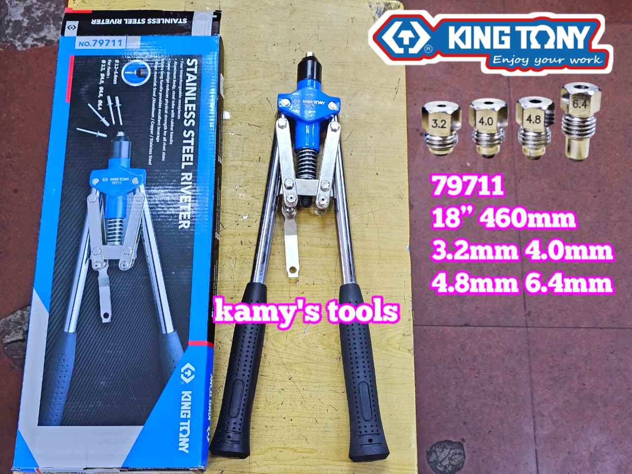 Kìm bấm rút đinh rive Kingtony 79711 dài 18 inch 460mm cỡ 3.2mm 4mm 4.8mm 6.4mm