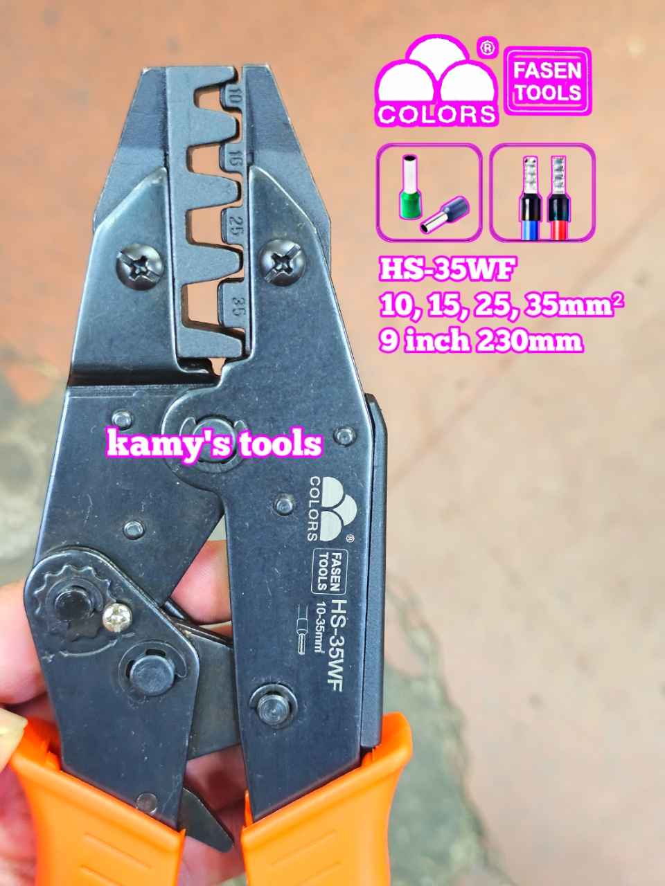Kìm bấm cos Fasen HS-35WF pin tròn rỗng 10-35mm2 dài 9 inch