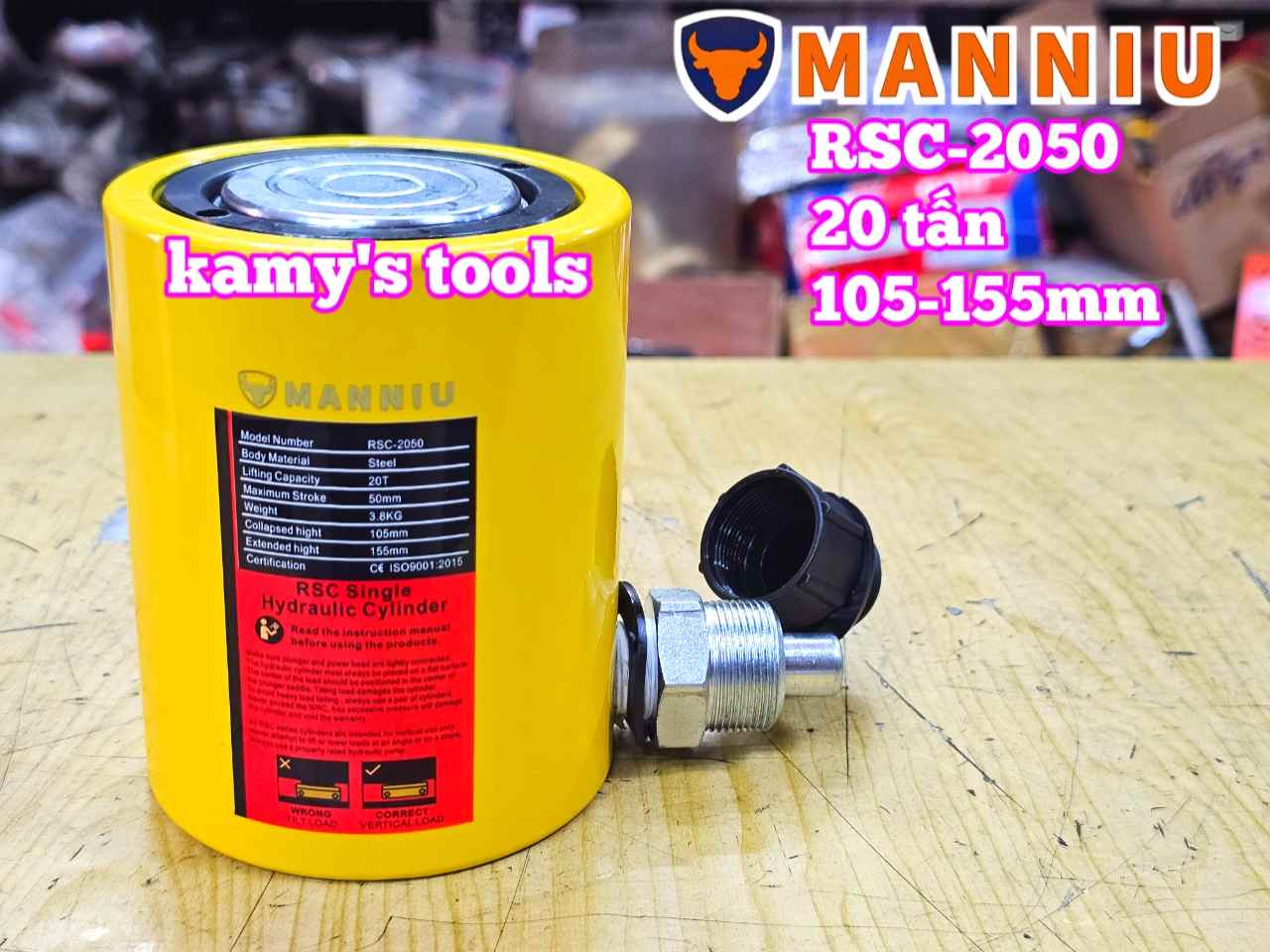 Kích thủy lực 20 tấn hành trình 50mm RSC-2050 106mm-156mm dạng lùn Manniu