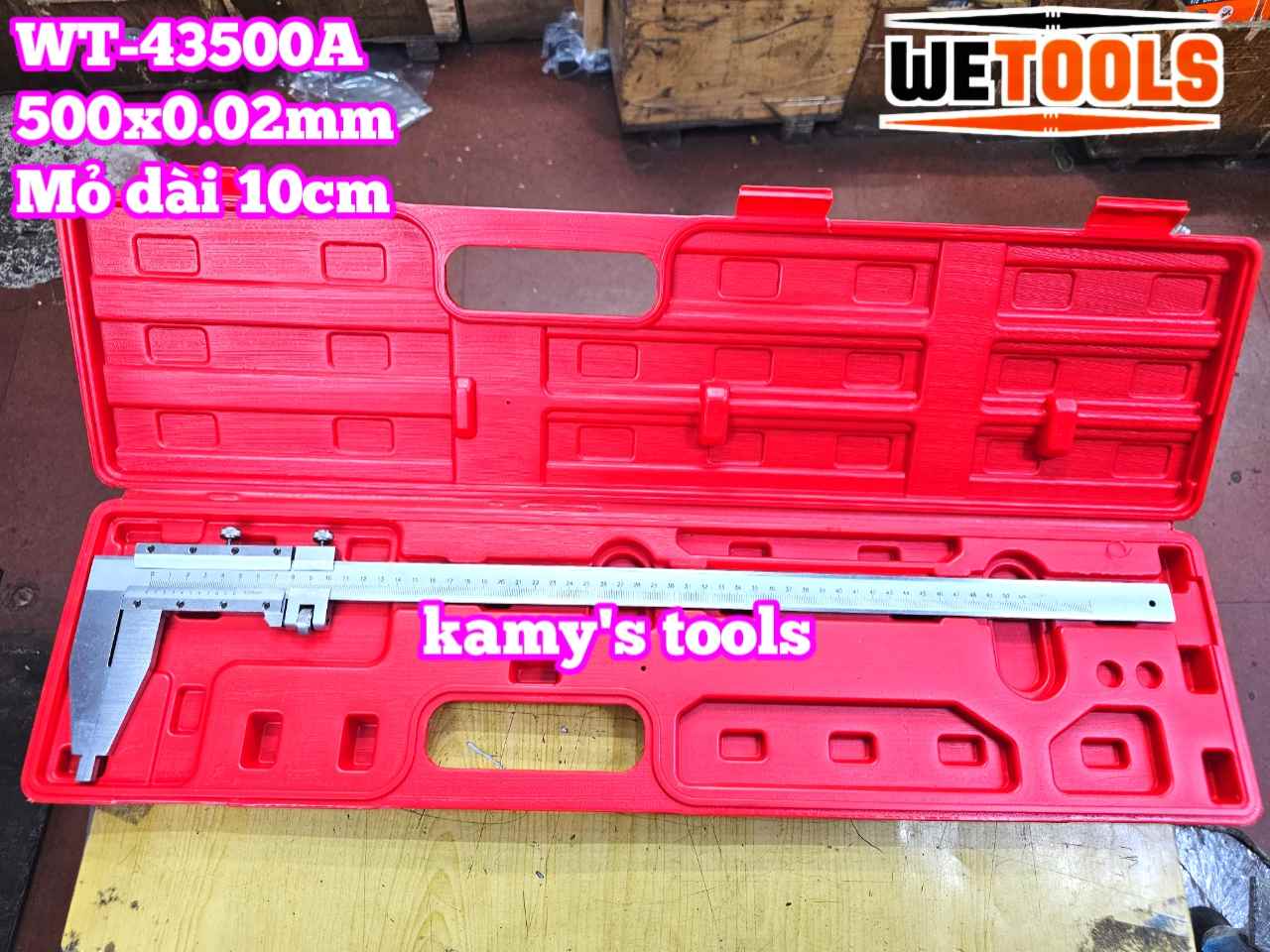 Thước kẹp cơ khí 500mm x 0.02mm mỏ cặp dài 10cm thước cặp Wetools WT-43500A