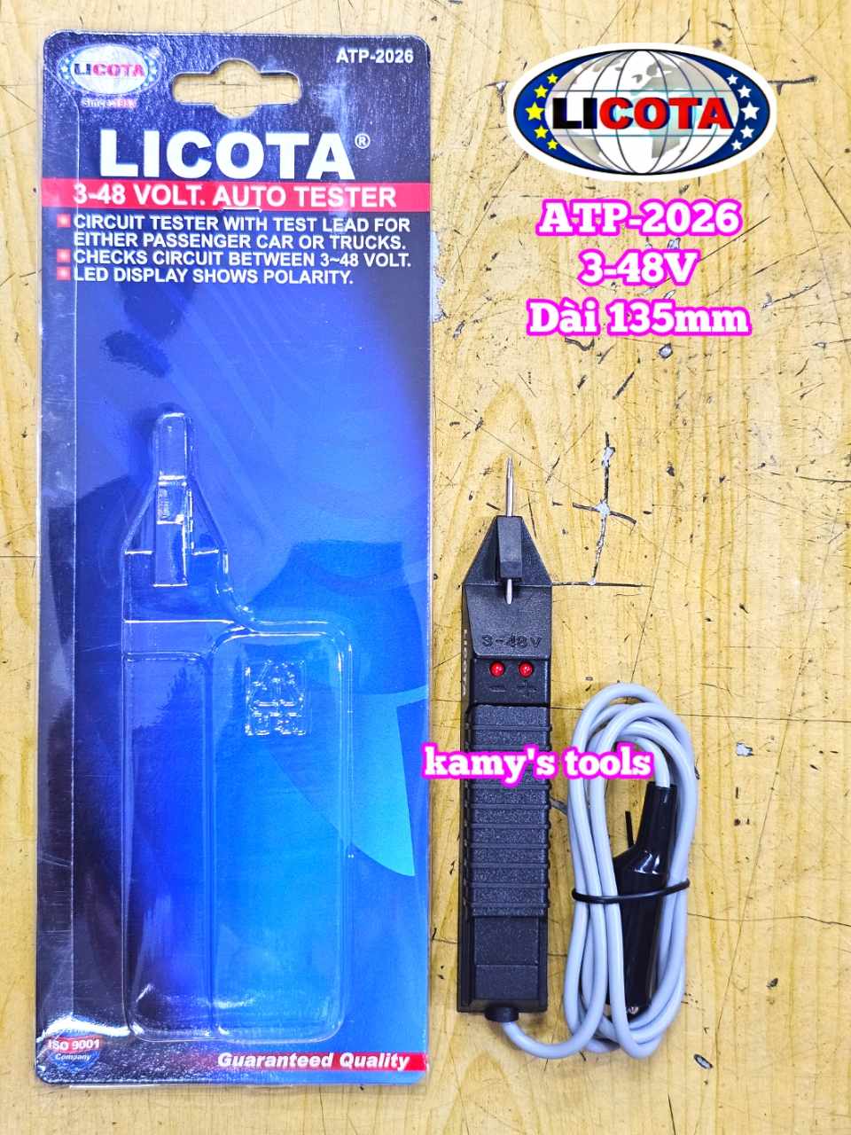 Bút thử điện xe máy ô tô Licota ATP-2026 dãi đo 3V-48V dài 135mm