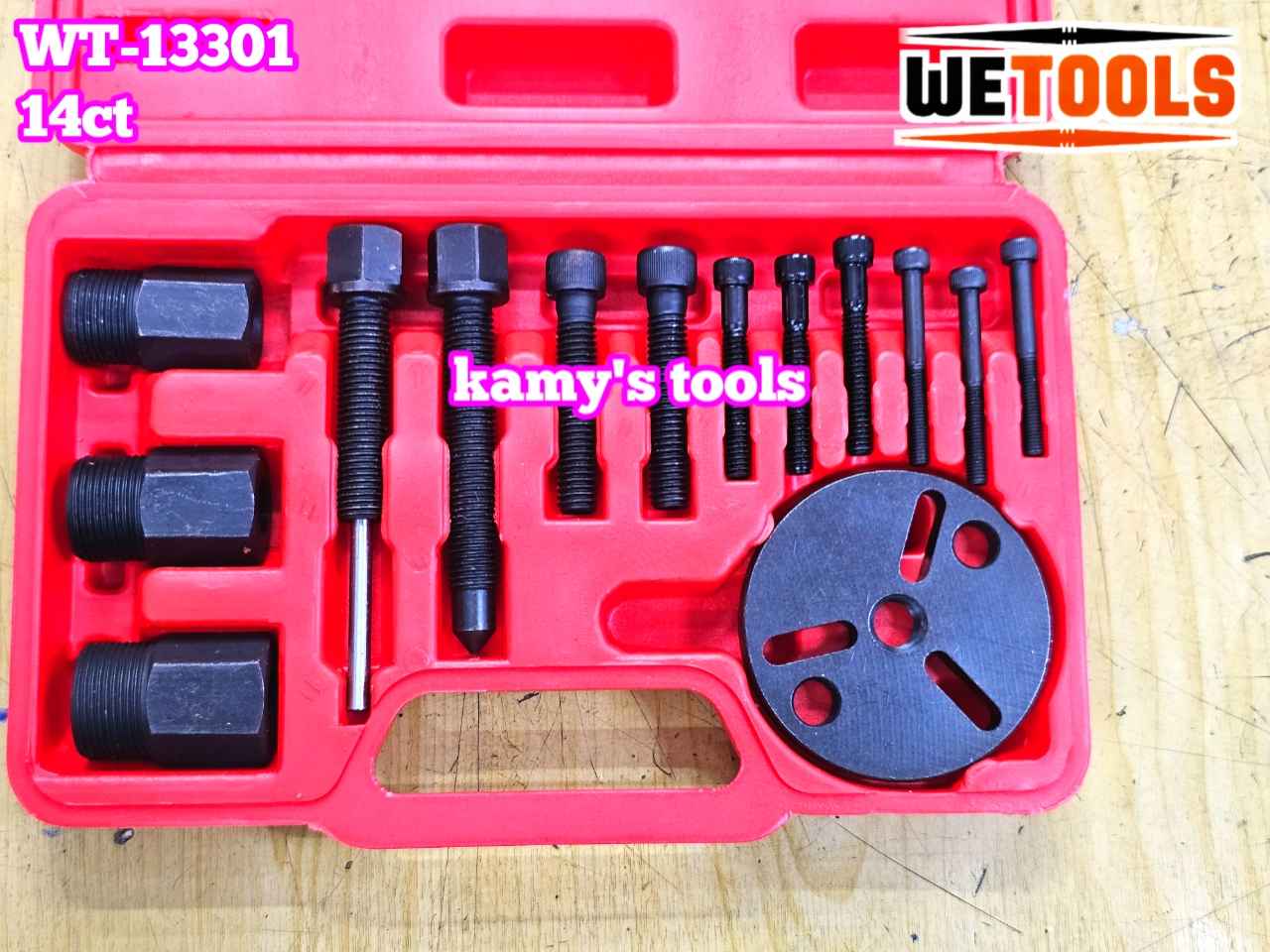 Dụng cụ tháo mặt hít lốc điều hòa ô tô 14 chi tiết, vam cảo mặt hít điều hòa Wetools WT-13301