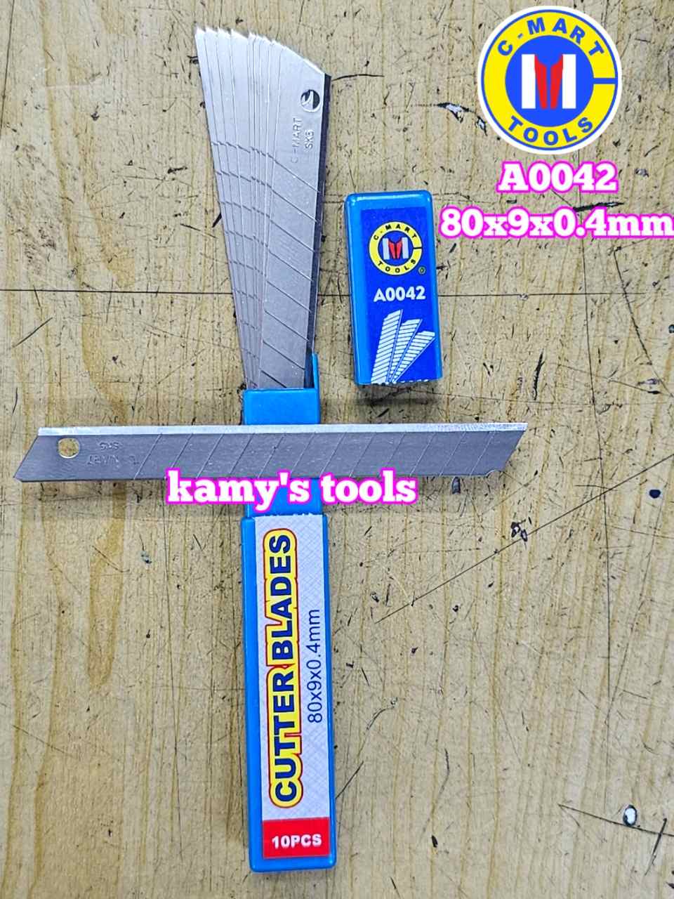 Lưỡi dao rọc giấy nhỏ 9mm C-mart A0042 80x9x0.4mm (10 lưỡi/hộp)