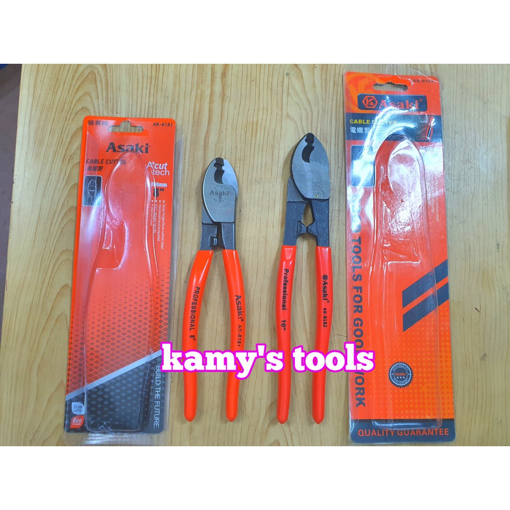 Kìm cắt cáp điện Asaki 8 inch 200mm AK-8181 và 10 inch 250mm AK-8182 bán lẻ từng cây