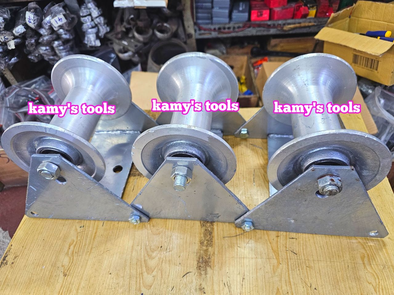 Con lăn kéo cáp điện loại 3 con thẳng hàng hàng nhập khẩu loại dày cao cấp con lăn nhôm kamytools