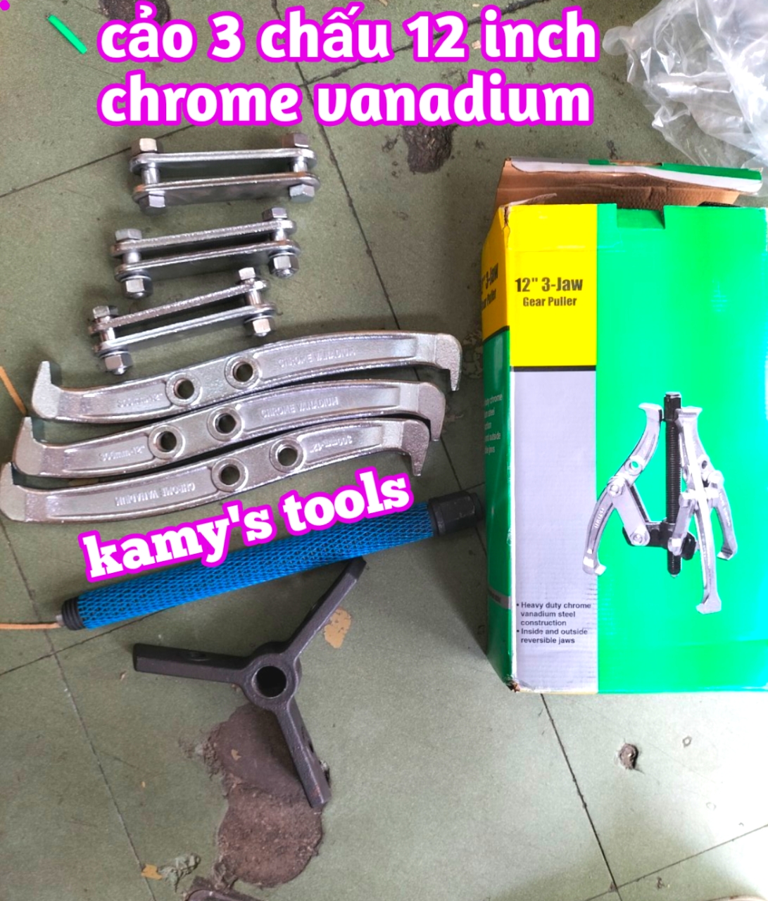 Cảo 3 chấu 12 inch wetools chrome vanadium cao cấp, vam 3 chấu