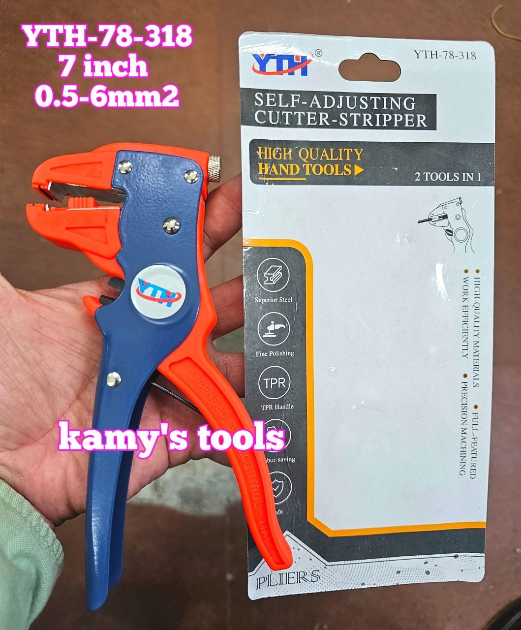 Kìm tuốt dây điện mỏ vịt YTH-78-318 tuốt dây 0.5-6mm2 dài 7 inch