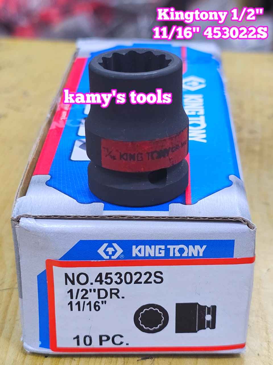 Đầu tuýp 1/2 inch bông 12 cạnh đen Kingtony 11/16 inch 453022S 3/4 inch 453024S