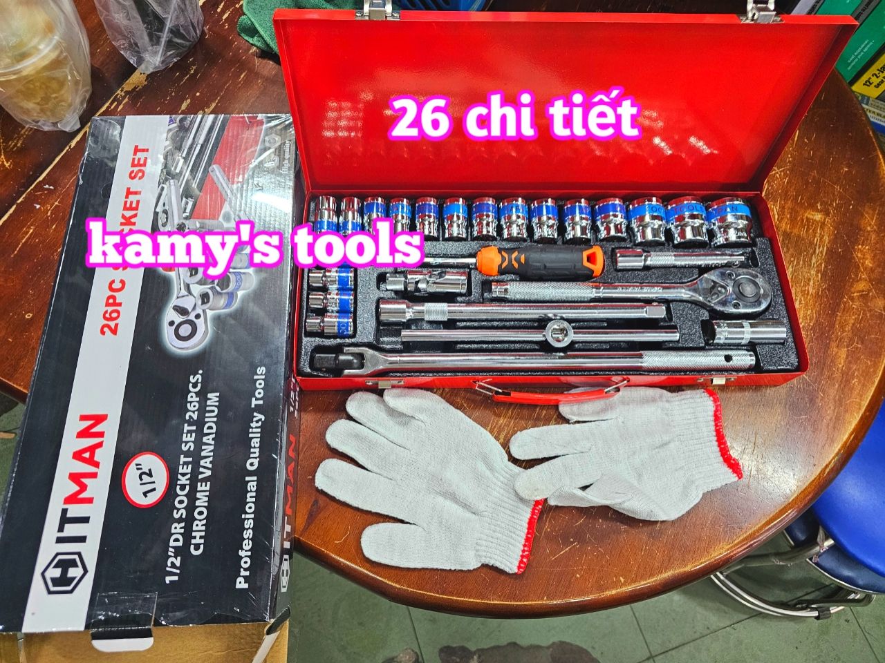 Bộ tuýp đầu khẩu 26 tiết 1/2 inch lục giác 8-32mm Hitman