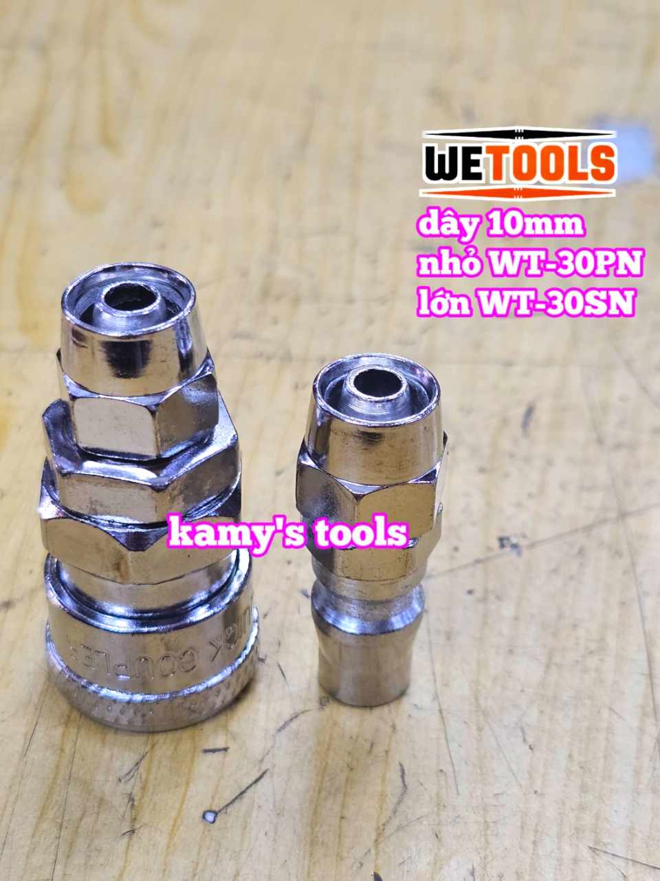 Bộ nối nhanh hơi khí nén dùng cho dây hơi 10mm 30SN 30PN Wetools WT-30SN WT-30PN