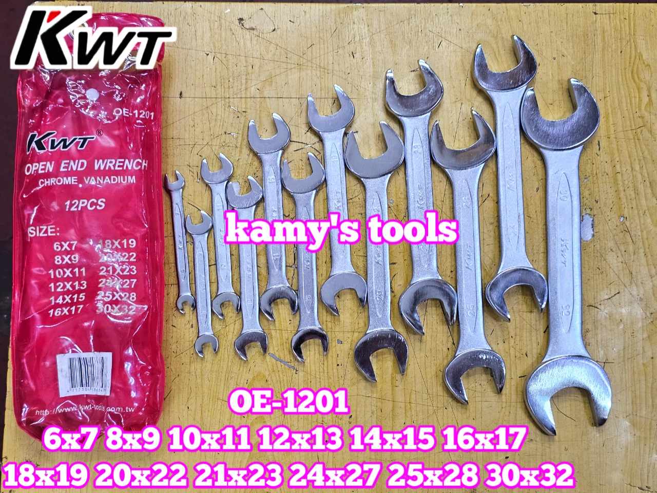 Bộ cờ lê 2 đầu miệng KWT OE-1201 KWT-12 12 chi tiết 6x7-30x32mm