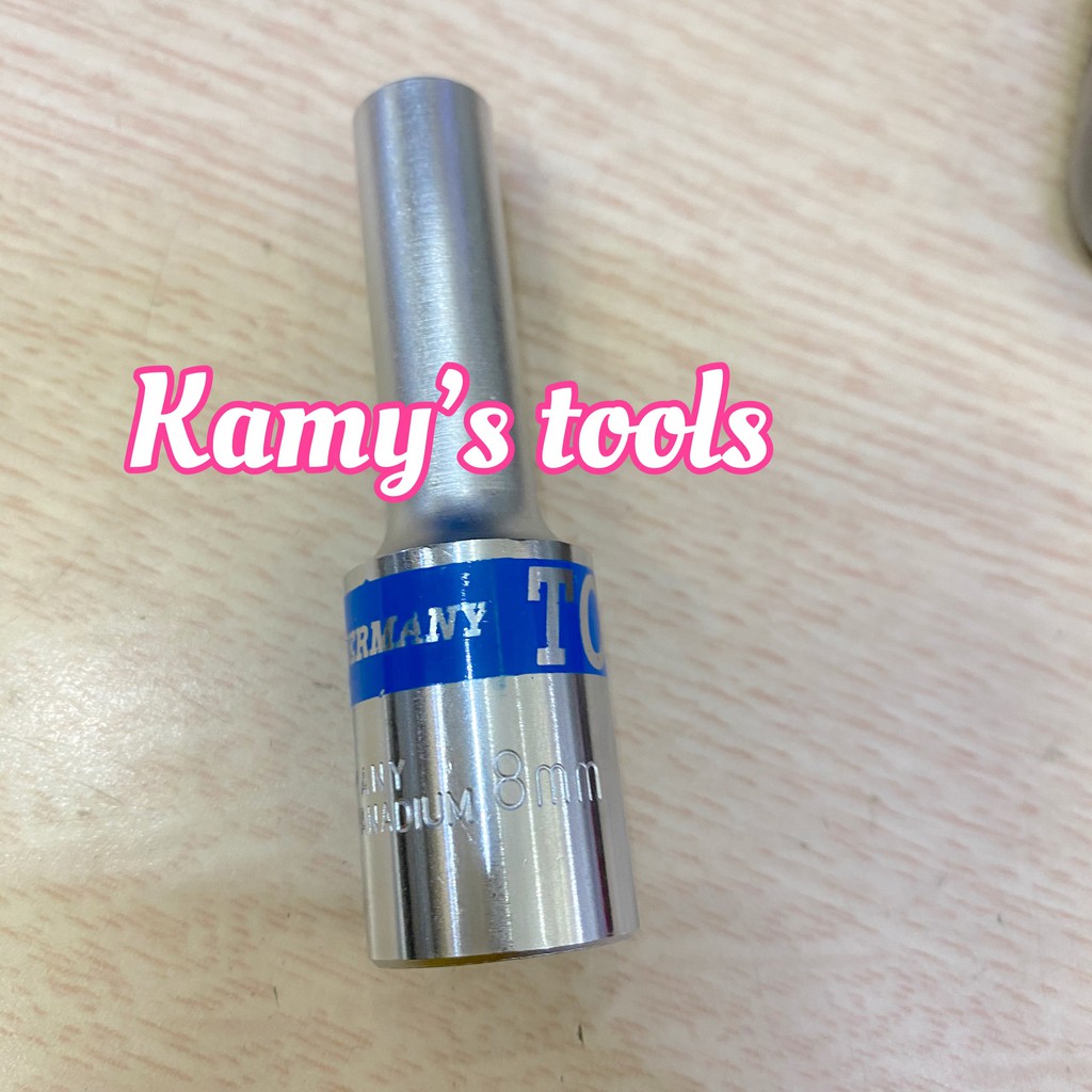 Đầu tuýp dài TOP lỗ 1/2" 8mm ( đầu khẩu dài, đầu tuýp dài)