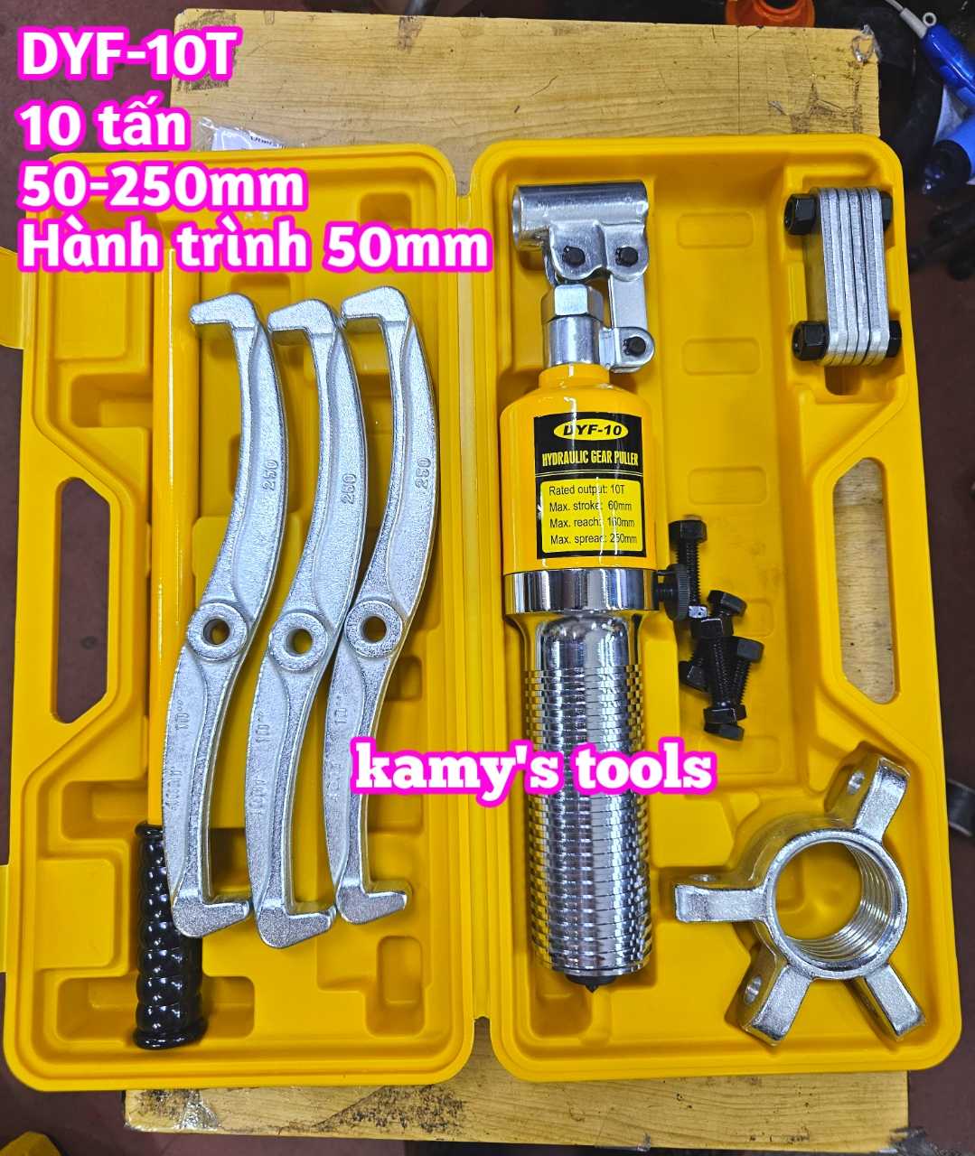 Cảo thủy lực 10 tấn Wetools DYF-10 mở 50-250mm, vam thuỷ lực 2 chấu 3 chấu 10 tấn