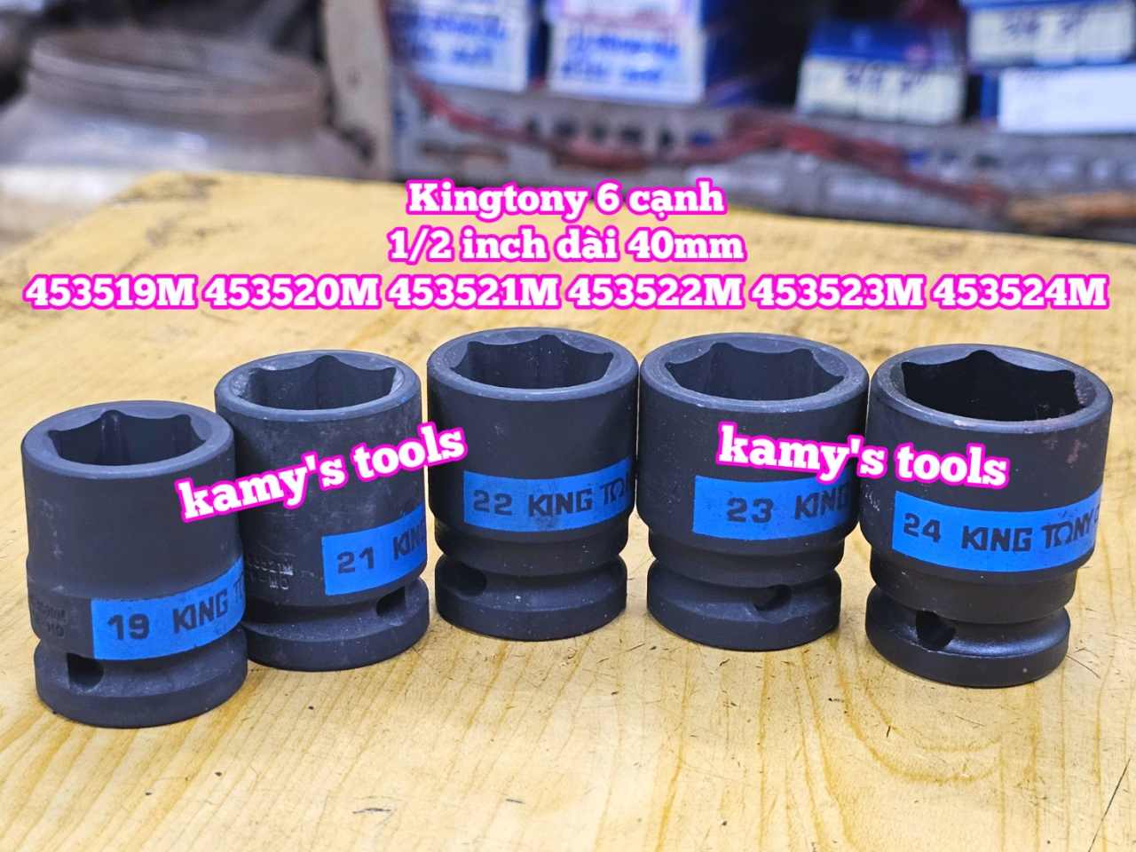 Đầu tuýp đen 1/2 inch Kingtony 6 cạnh 19mm 20mm 21mm 22mm 23mm 24mm 453519M 453520M 453521M 453522M 453523M 453524M