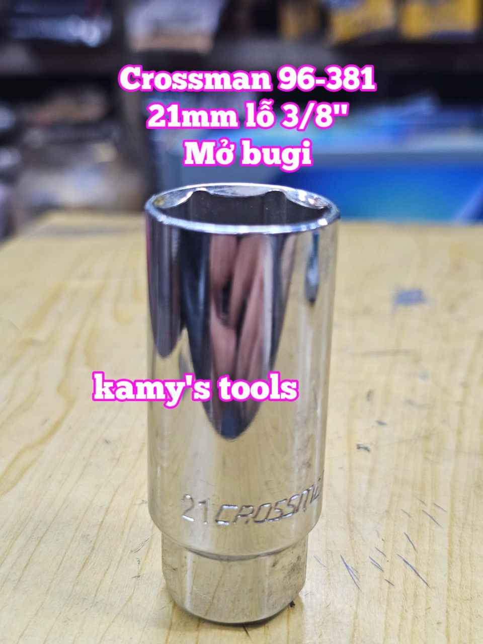 Tuýp mở bugi có ron cao su 3/8 inch 21mm Crossman 96-381 dài 65mm 6 cạnh